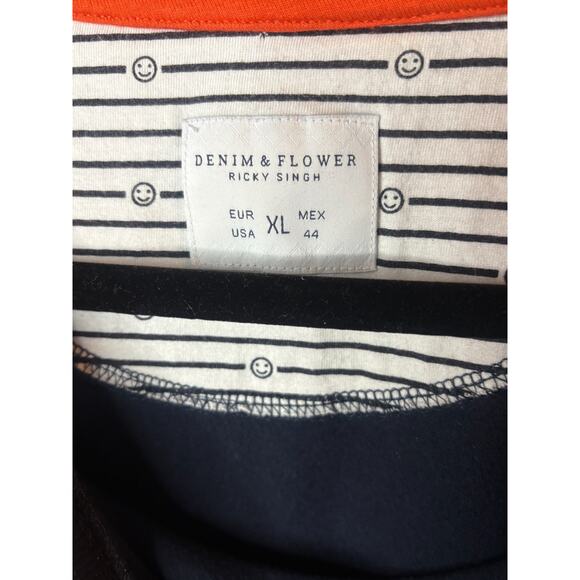 Denim and Flower Men's Ricky Singh Navy / White Seagulls Crew Neck Tshirt XL - Picture 2 of 4